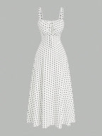 【Plus Size】 Polka Dot Print Dress, Casual Sleeveless Dress for Summer, Women's Plus Size Clothing for Daily Wear