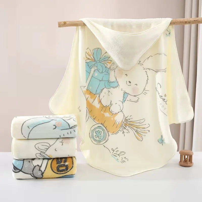 1Pc Baby Blanket, Cute Printed Pattern Baby Blanket, Superfine Fiber Soft and Absorbent, Suitable for Newborn Gifts
