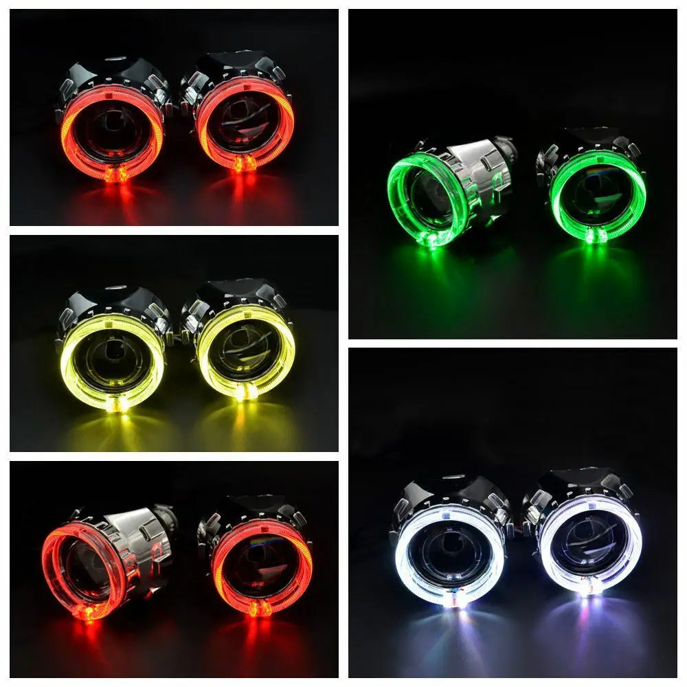 2.5 Inch 8.0 Bi Xenon Projector Lens With DRL LED Angel Eyes Shrouds Car Assembly Kit For Car Headlight H1 H4 H7 Model