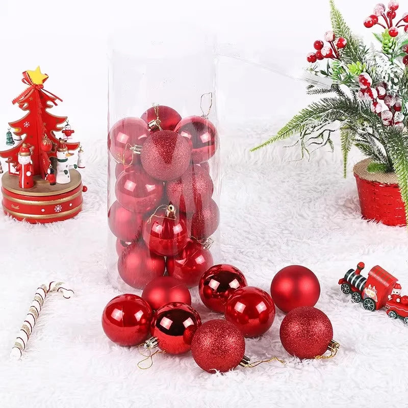 24Pcs 3CM Christmas Balls Big Ball Christmas Tree Pendant Ornaments for Party Decor New Year Gifts Accessory