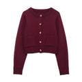 Elegant Brown Knitted Cardigan Skirt Suit Women Single Breasted Sweater Mini Skirts Set 2025 Autumn Chic Street Lady Outfits