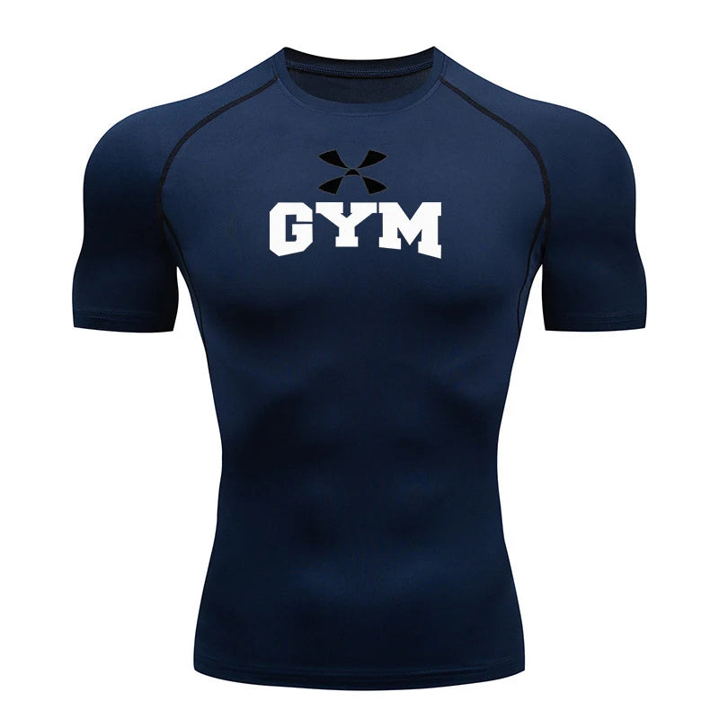 2026 Men Summer Sportswear Running T-shirt Compression T Shirt Elastic Quick Dry Sport Tops Tee Athletic Gym Workout Shirts