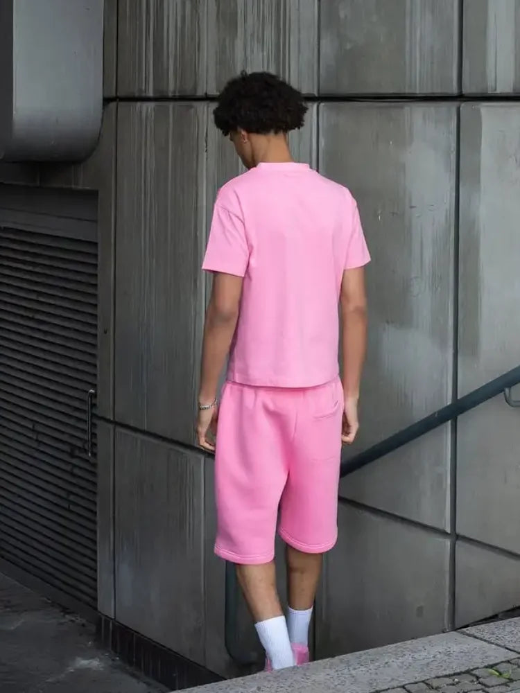 2026 Spring New Shorts Set Summer Casual T-shirt Sportswear Two Piece Set Loose Pocket Zipper Sportswear Shorts Set