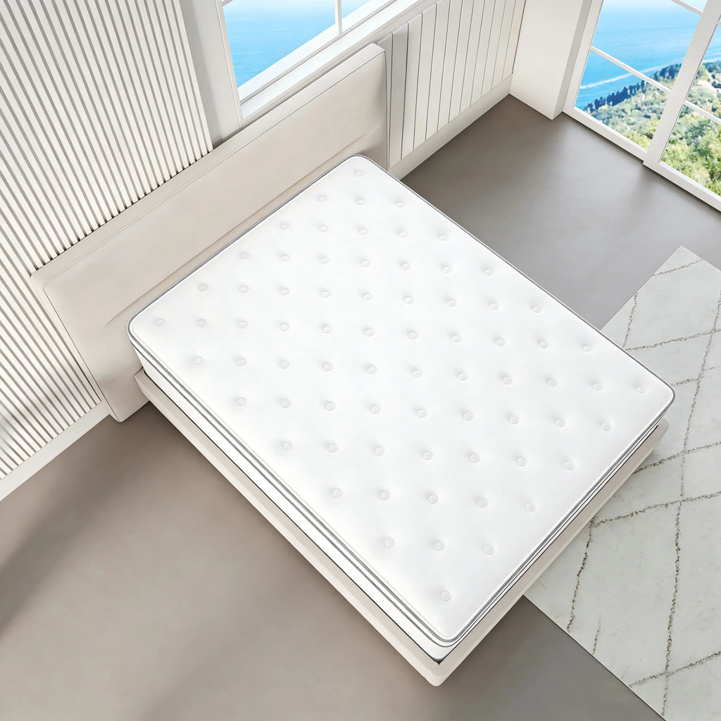 Queen King Full size Mattress 12 Inch, Hybrid Mattress with Individual Pocket Springs and Memory Foam, Fiberglass Free