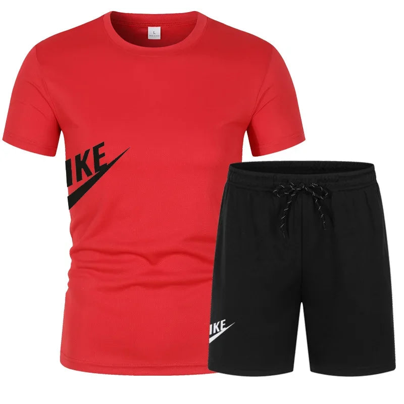 Men's 2026 Summer Casual Fashion Set, Breathable Short Sleeve T-shirt and Shorts Sportswear Two Piece Set