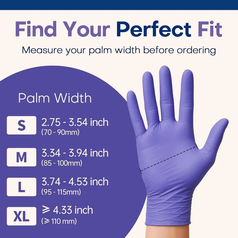 Disposable Gloves Purple Nitrile Medical Exam Gloves 100pcs Powder Free Latex Free Rubber Gloves for Cleaning Food Tattoo Salon