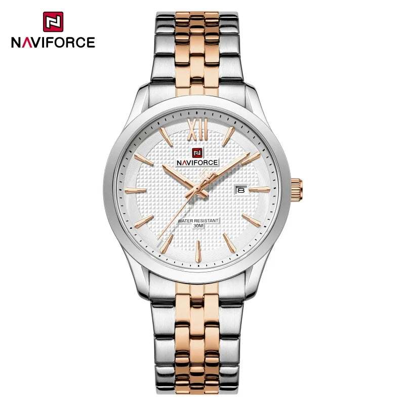 New Style NAVIFORCE Men's Stainless Steel Band Date Calendar Feature for Active Luxury Sports Watch 30m Waterproof Male Gifts