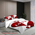 Love Rose Heart Bedding Set Red Romantic Duvet Cover Set With Pillowcases For Couples Wedding Bedroom Twin DoubleQueen King Size