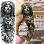 1 Sheet Full Arm Leg Robber Joker Gangster Temporary Tattoos Long Large Bad Guy Nun Fake Tattoo Sleeve Waterproof  Tatoo Sticker