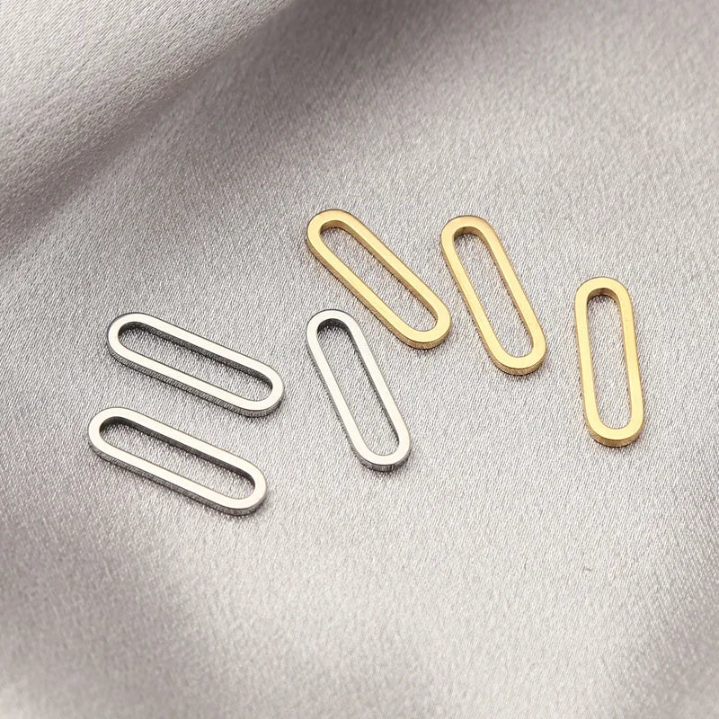30pcs Stainless Steel 6*20mm Rectangle Oval Charms Connectors for DIY Jewelry Bracelets Necklaces Earrings Making Accessories