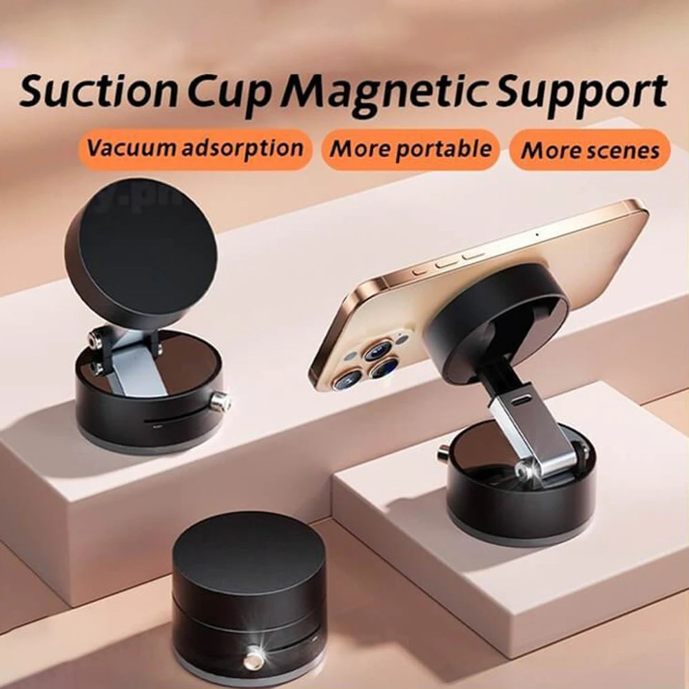 Suction Cup Magnetic Phone Holder Foldable Car Phone Mount Dashboard Phone Bracket 360 Degree Rotation Lazy Storage Vacuum Stand