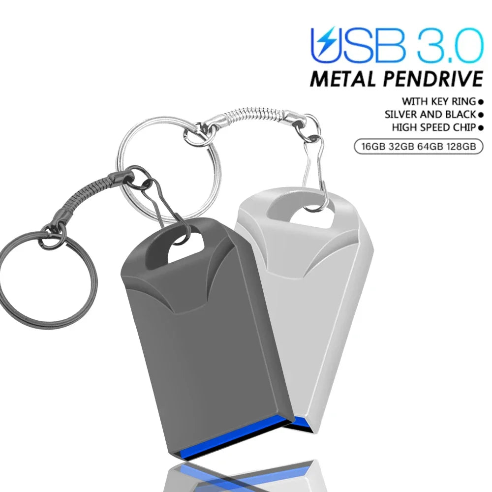 High Speed USB 3.0 Metal Flash Drive 16GB 32GB 64GB 128GB Pendrive Waterproof usb drive Pen Mini memory Sticks with key ring