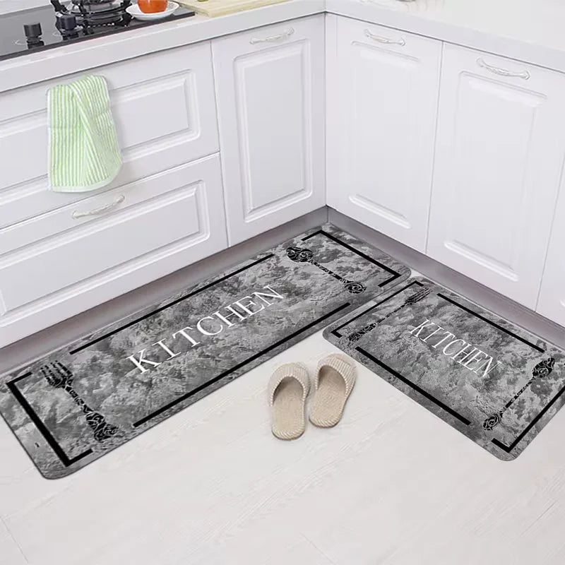 Modern Kitchen Rug Set, Carpet with Marble Texture Pattern, Hallway Rug, Suitable for Bedroom, Living Room, Dining Room, Kitchen