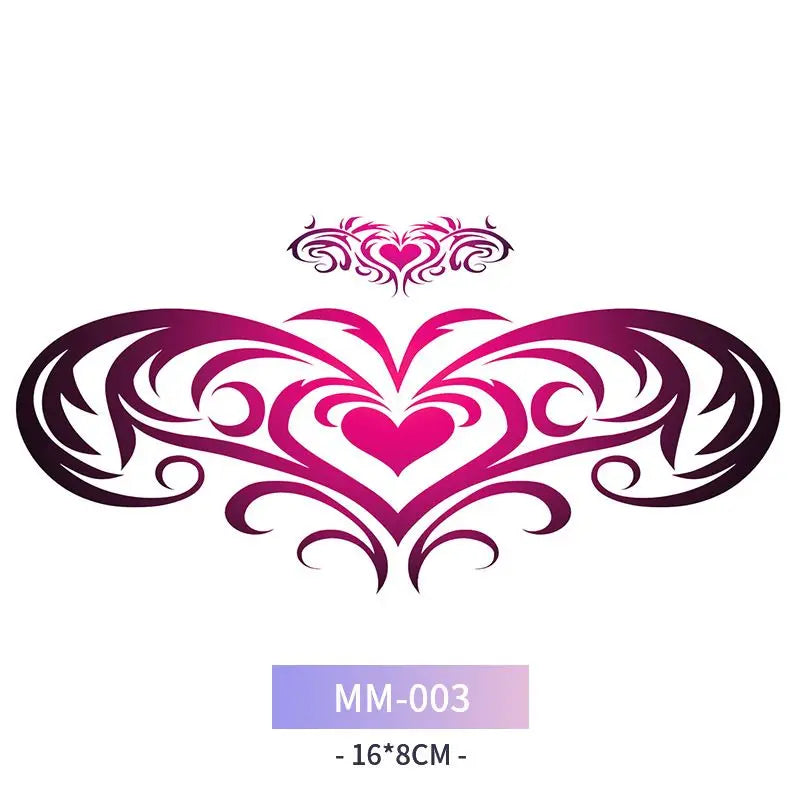 Pink Succubus Totem Tattoo Stickers for Woman Art Temporary Tattoos Set Waterproof Sexy Abdomen Lasting Fake Tattoo Cover Scars