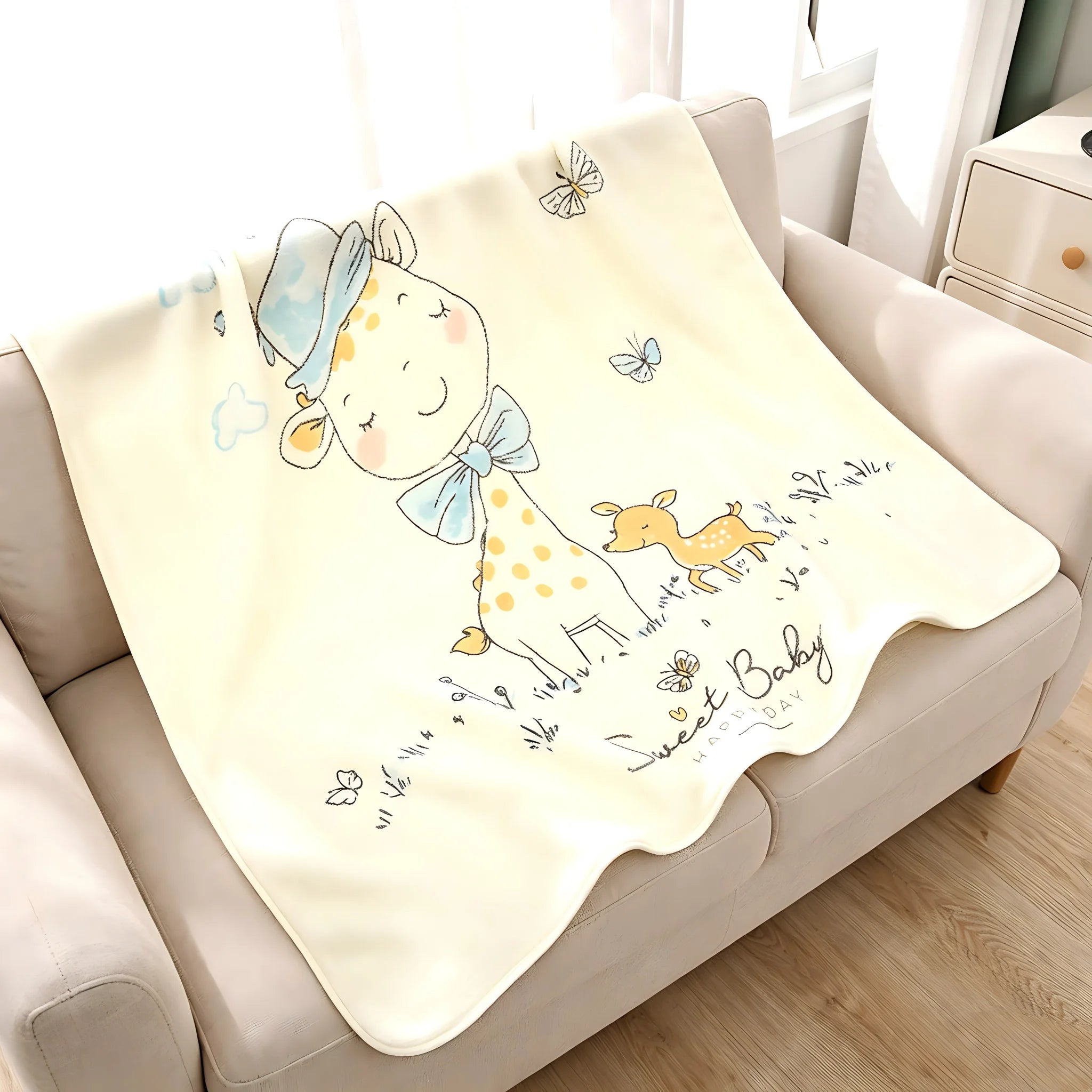 1Pc Baby Blanket, Cute Printed Pattern Baby Blanket, Superfine Fiber Soft and Absorbent, Suitable for Newborn Gifts