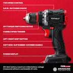 YEVOLT Electric Drill 20V Brushless Li-ion Compact Cordless 21+1 Driver Handheld Screwdriver Power Tools YVGBD20DU2 Series