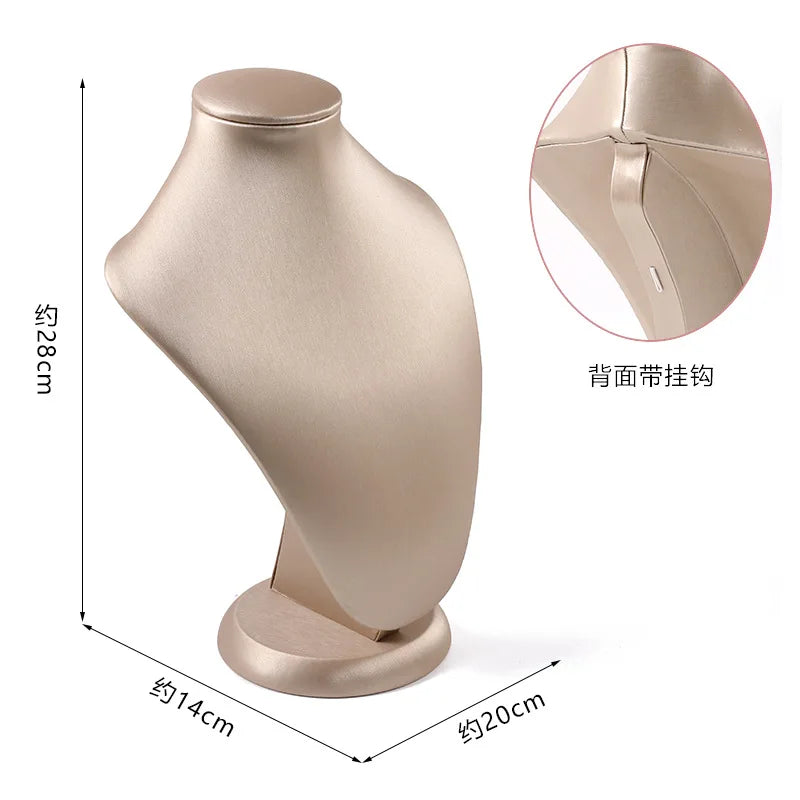 Champagne Leather Jewelry Set for Earrings Rings Display Stand Storage Organizer for Fashion Women Bracelets Necklaces Tray
