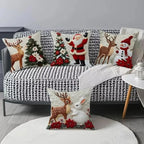 Cartoon Christmas Pillow Cover Elk Santa Claus Snowman Xmas Tree Merry Christmas Decor Gift Happy New Year