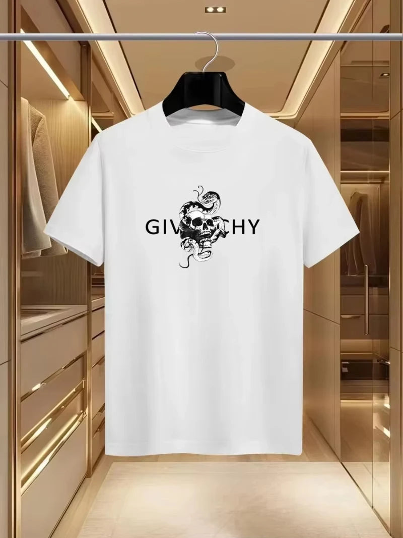 2026 New Men's Summer Luxury Fashion Printed T-shirt with Pure Cotton Round Neck Is Casual and Trendy, Y2K High-en