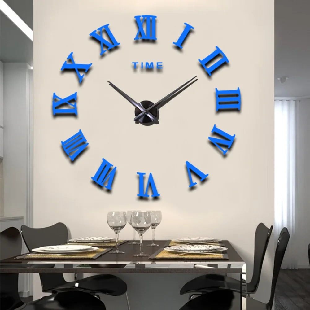 DIY Wall Clock for Home Living Room 80-120cm Modern Style Frameless 3D Wall Clock Acrylic Mirror Stickers Hotel Room Decoration