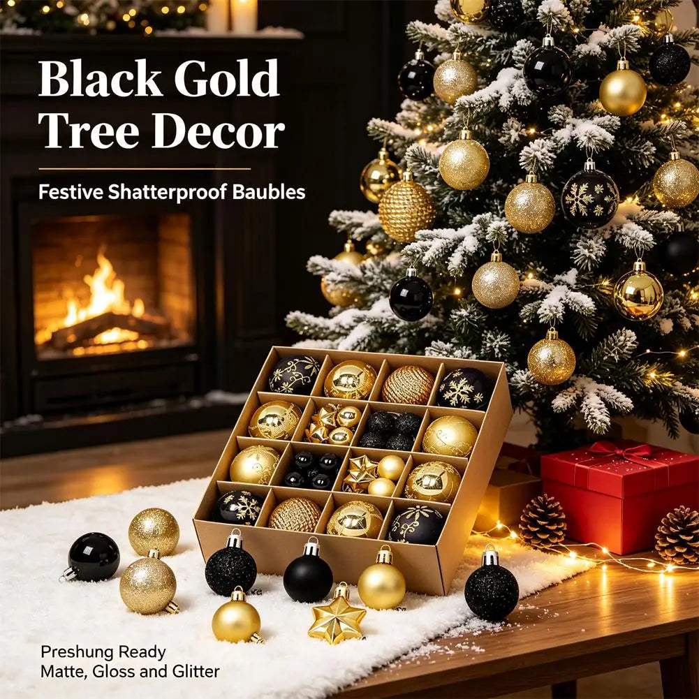44Pcs 3/6CM Christmas Ball Merry Christmas Tree Topper Decoration for Home Decor Holiday New Year 2026 Navidad Gifts Supplies