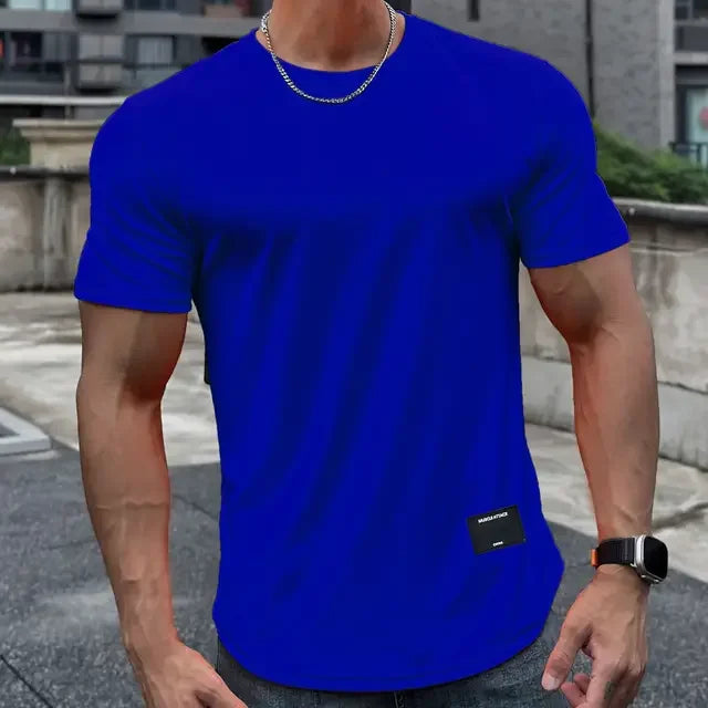 2024 new Men Summer Short Sleeve Fitness T Shirt Running Sport Gym Muscle T Shirt Workout Casual High Quality Tops Clothing