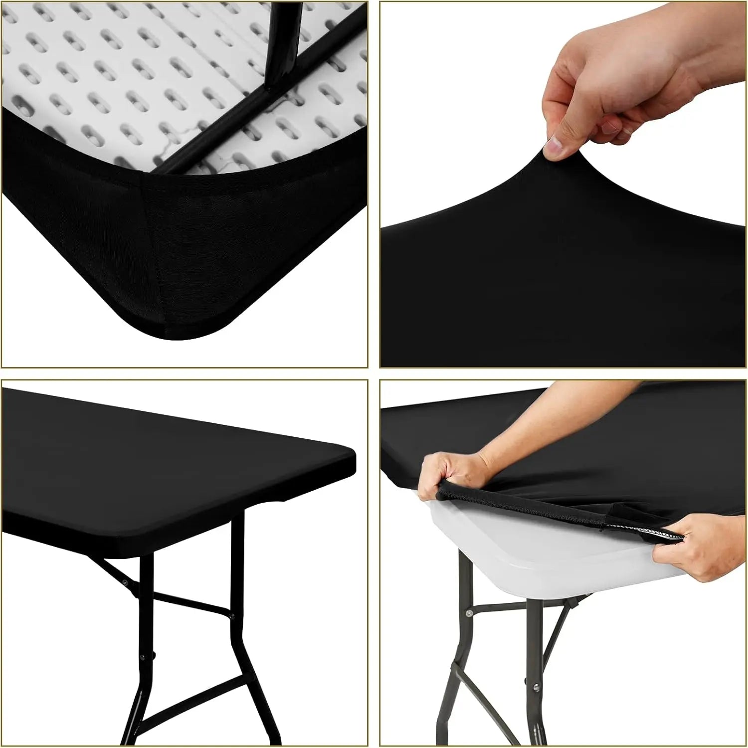 1Pc 4ft 6ft Spandex Table Cover, Waterproof Stretchy Fabric Table Top Cover, Washable Elastic Universal Rectangle Tablecloth
