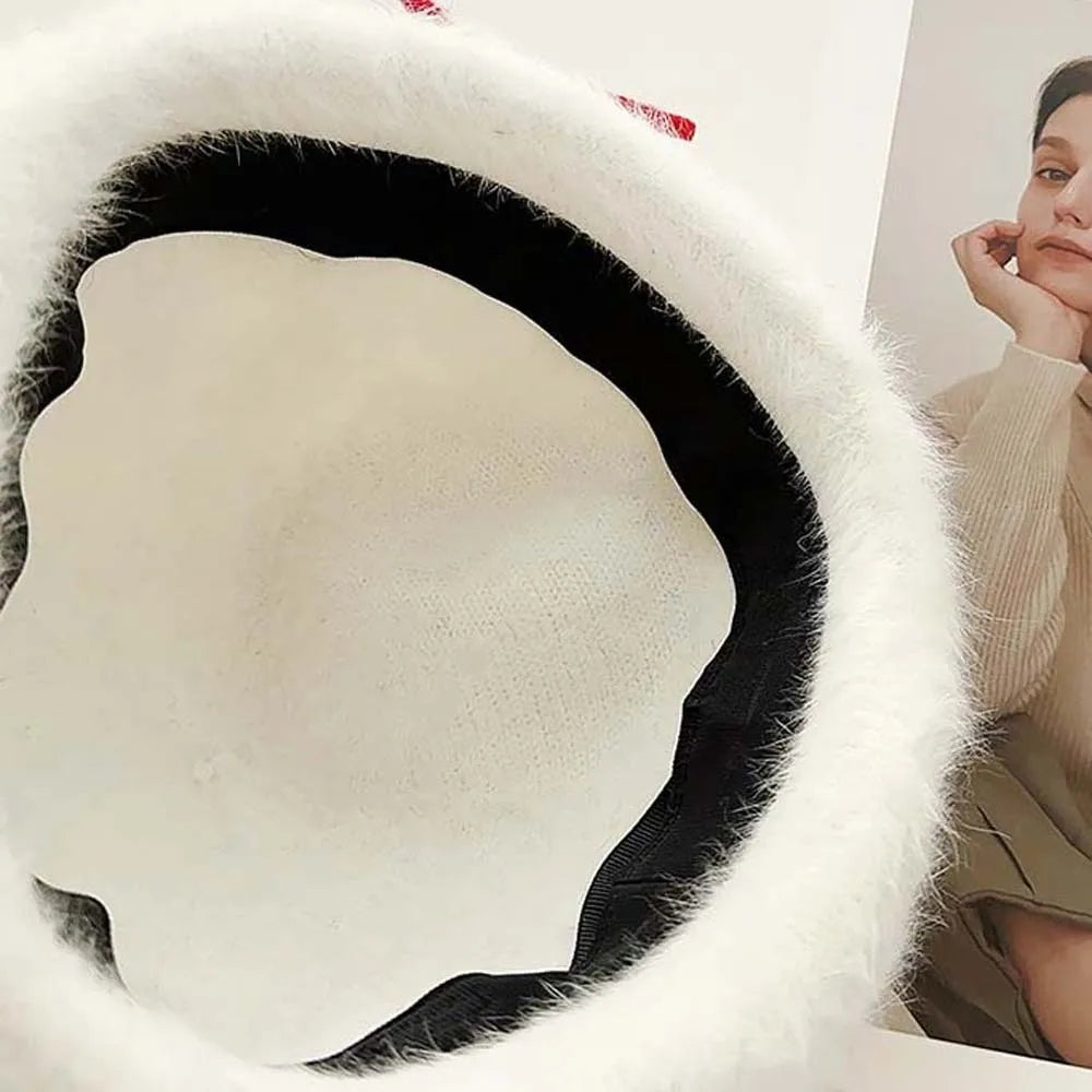 Top Hat Vintage Looking Black Bowler Hats Beret Japanese Style Woolen Bucket Cap Bow Versatile White Dome Hat Winter