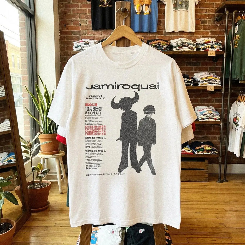Jamiroquai 1997 Tour White T-Shirt Retro Jamiroqua Men Women Oversized Y2k Short Sleeve Street Hip Hop Tee Female Male Clothing