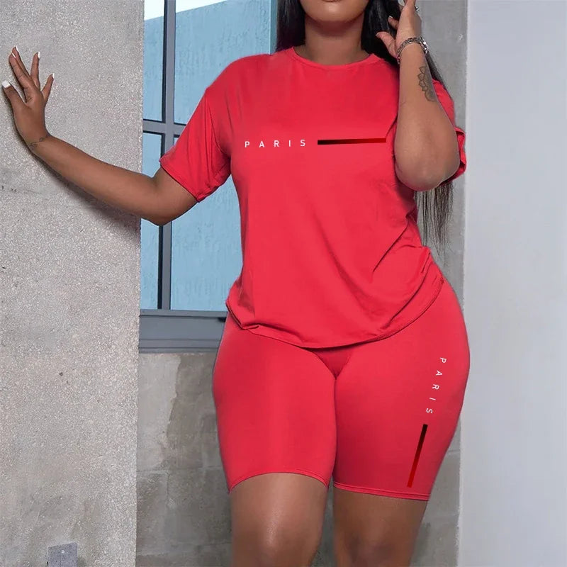 2026 Summer Two Piece Set for Women T-Shirts and Shorts Ladies Casual O-Neck Pullover Short Sleeve T-Shirt Casual Tracksuit