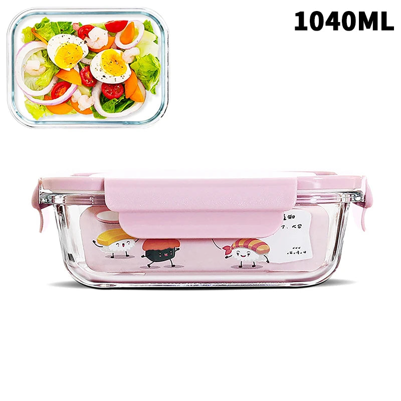 1/2/3 Grids Thickened Leak Proof Microwave Safe Food Crisper High Borosilicate Glass Bento Box With Lids Airtight Lunch Boxes