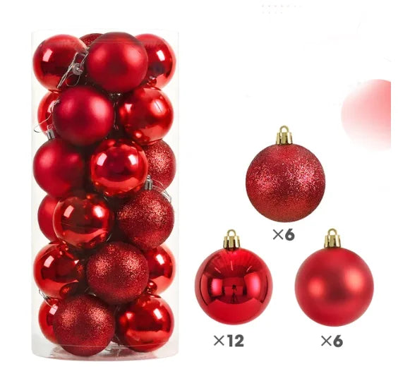 24Pcs 4/6CM Christmas Balls Big Ball Christmas Tree Pendant Ornaments for Party Decor 2025 New Year Navidad Gifts Accessory