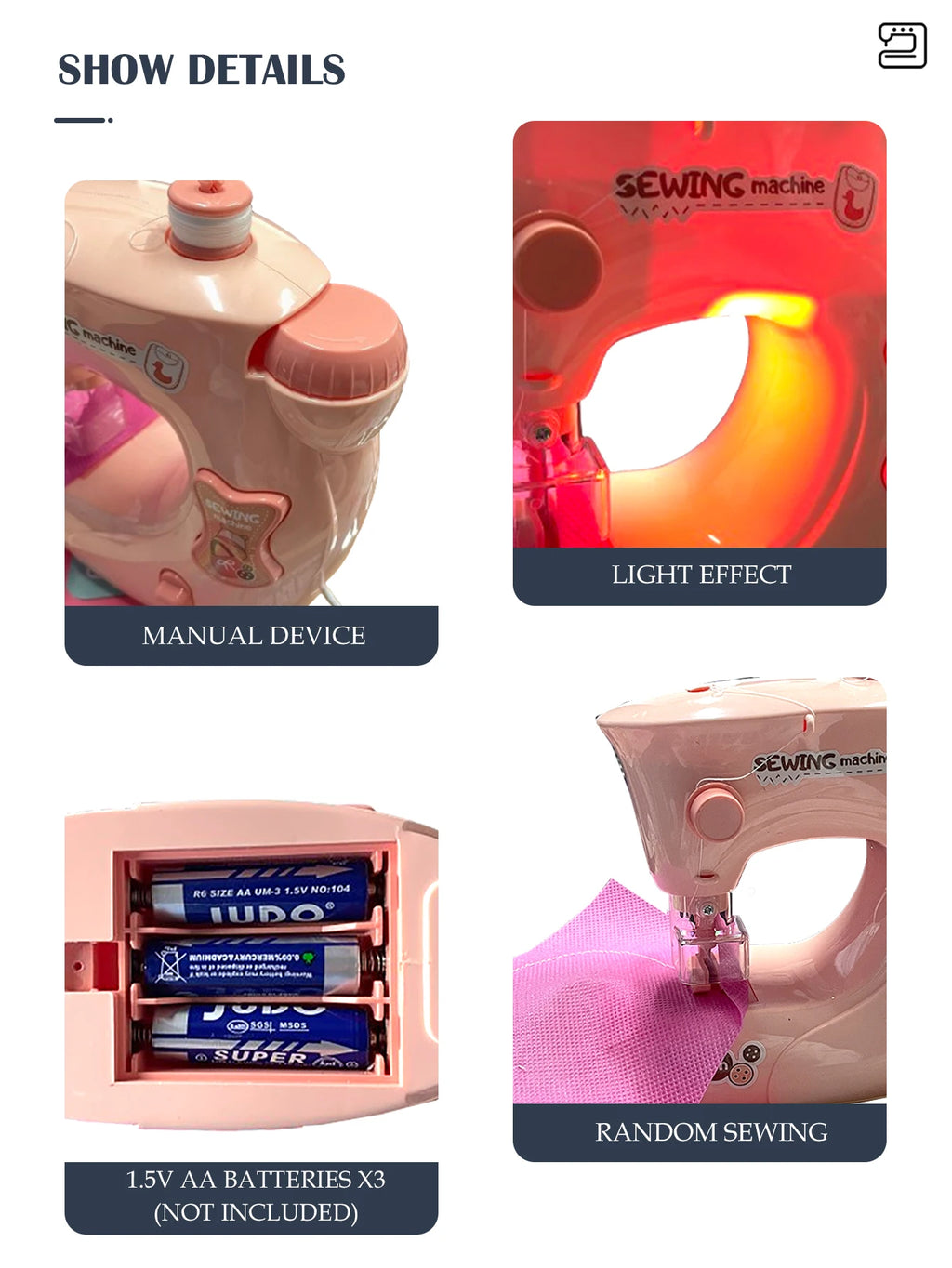 Electric Sewing Machine Toy, Mini Diy Simulation Sewing for Girls Kids 3+ Easy Beginners Toys Play Home Parenting