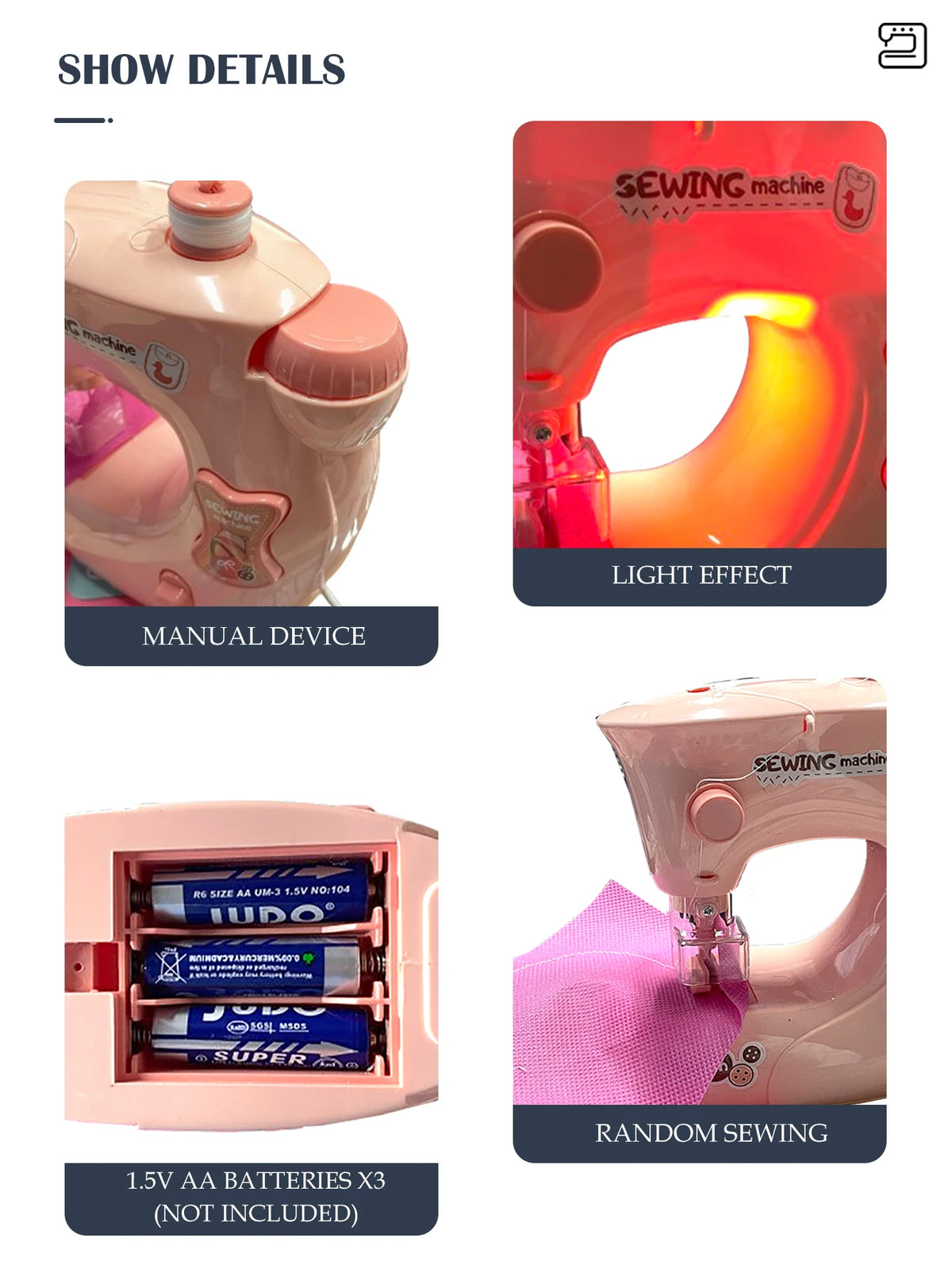 Electric Sewing Machine Toy, Mini Diy Simulation Sewing for Girls Kids 3+ Easy Beginners Toys Play Home Parenting