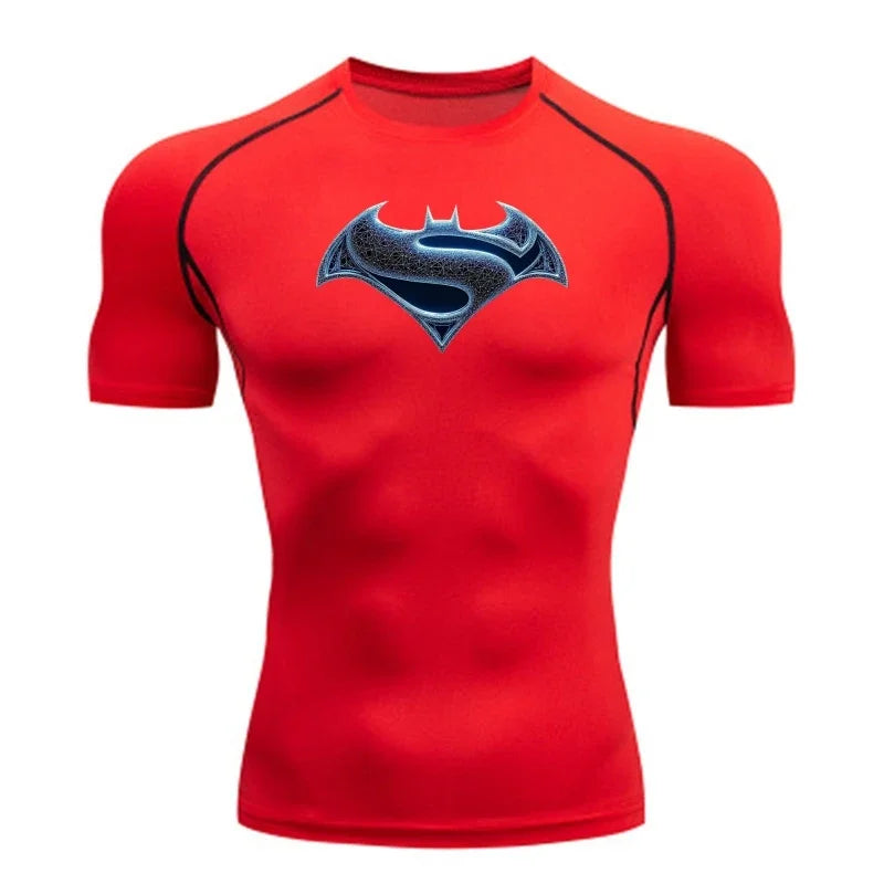 2026 Men's T Shirt Outdoor Training Fitness Gym Jogging Running Sweatshirt Bat/-Man Compression Shirts Tight Elastic Breathable