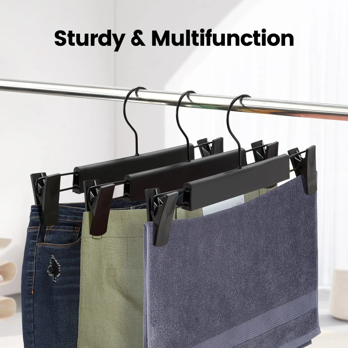 Pants Hangers with Adjustable Non-Slip Clips Anti-Rust Hanging Hook for Trouser,Skirts,Jeans,Clothes Hangers