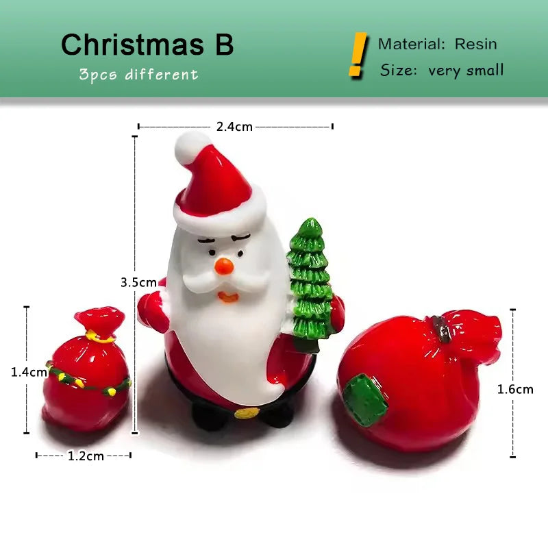 New Christmas Deer Santa Claus Sled Tree Snowman Figurine Doll House Home Decor Miniature Garden Decoration Accessories Modern