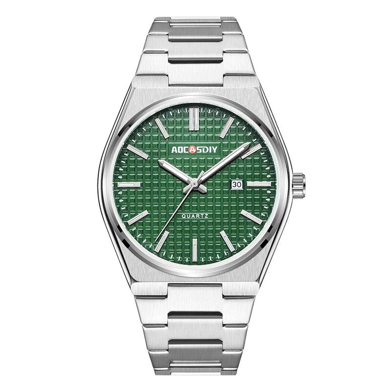 Watch men's fashion steel strip quartz watch waterproof night light calendar men's watch