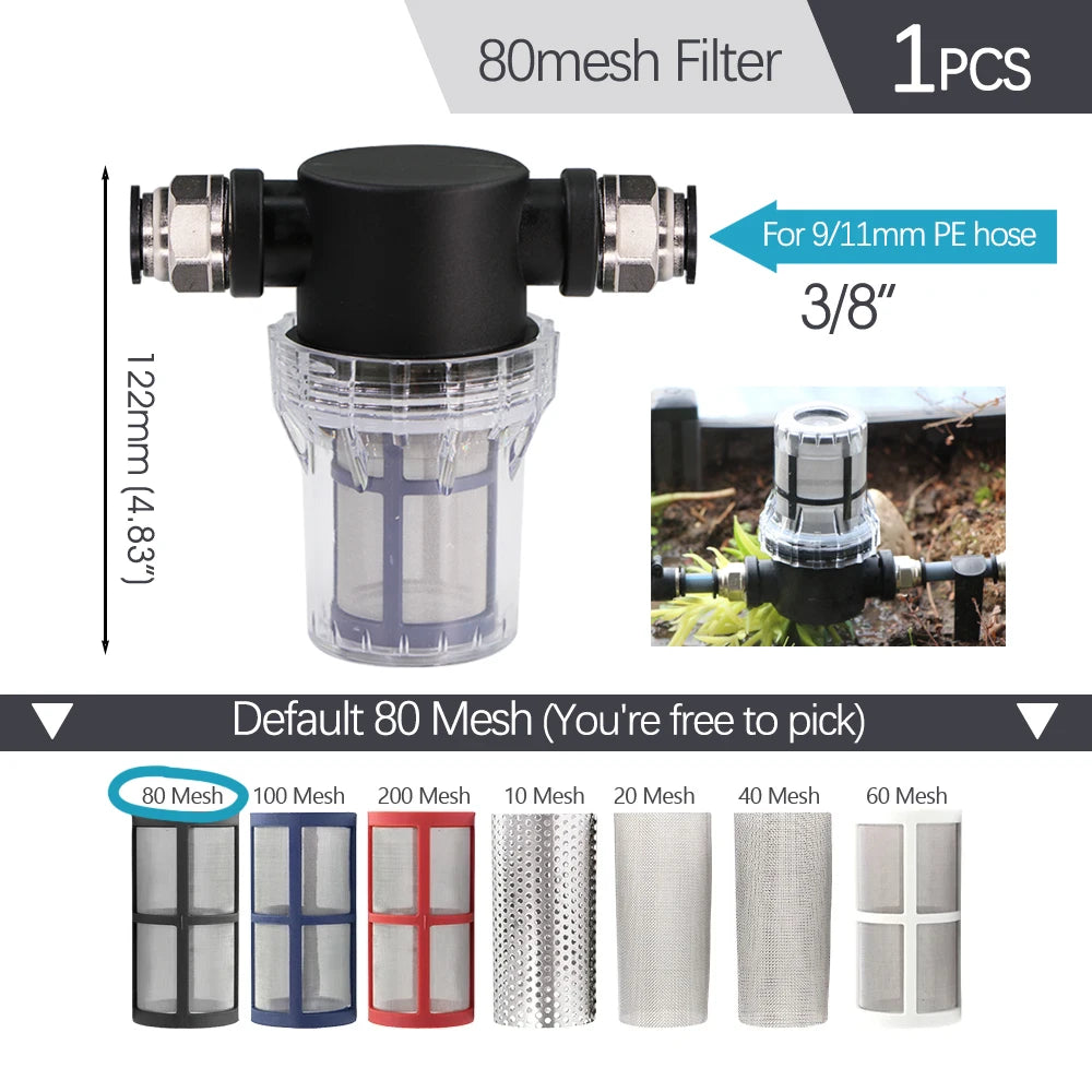 3/8" 9/12mm Misting Cooling System 360° Free-Bend Nozzle Atomizer Sprayer PE Hose 80 Mesh Filter Garden Irrigation Watering Kit