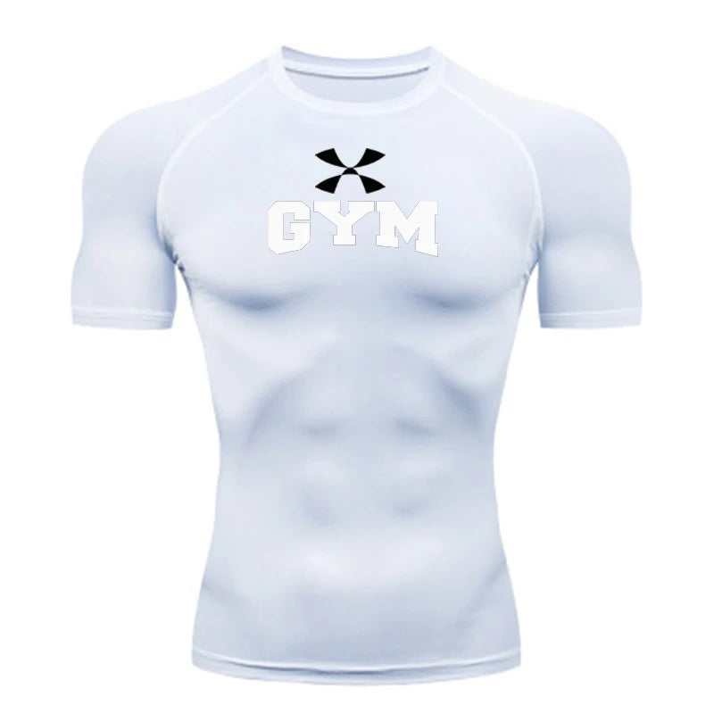 2026 Men Summer Sportswear Running T-shirt Compression T Shirt Elastic Quick Dry Sport Tops Tee Athletic Gym Workout Shirts