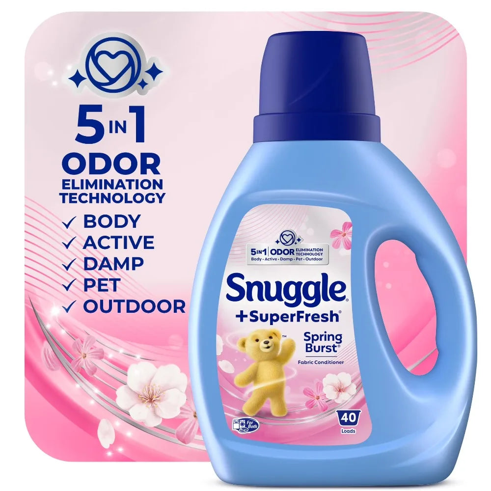 Spring Burst odor removing laundry fabric softener liquid removes lingering unpleasant smells | Soften clothes fibers and carry bright lively spring fragrance for everyday outfits