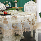 Battilo Rectangular Tablecloth Lace Table Cover Luxury Embroidered Coffee Tablecloths for Dining Tables Home Wedding Decoration