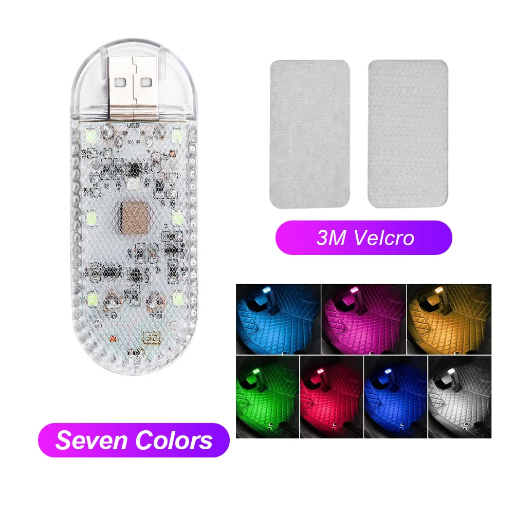 1pc Car LED Light Interior Lighting Atmosphere Lamp for Armrest Box Trunk Switch Touch Control Wireless Mini LED Foot Lights