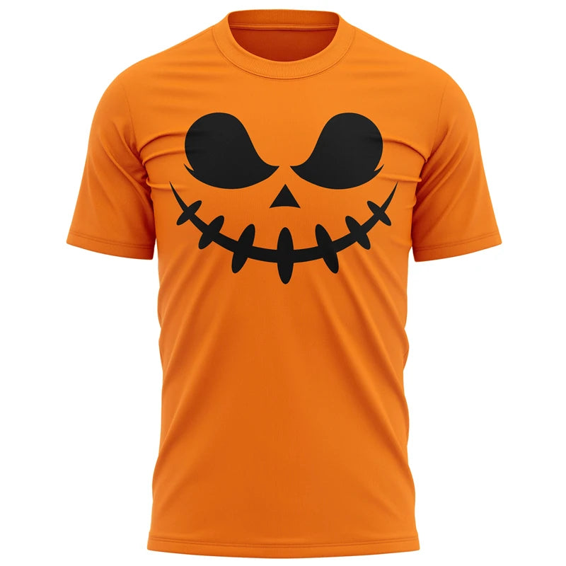 2025 Pumpkin Face T Shirt Men 3D Printing Halloween Short Sleeve Black Orange Tee Shirts Outfit Party Cosplay Costume T-shirt