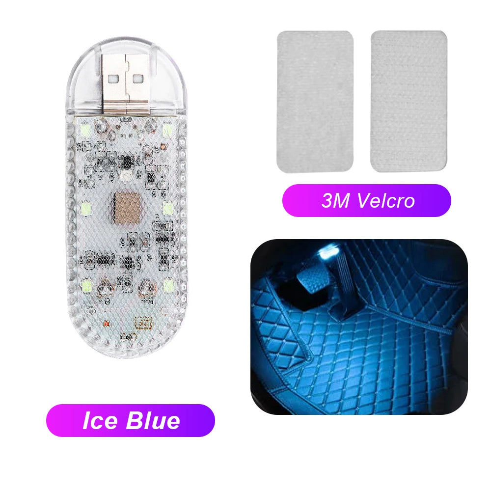 1pc Car LED Light Interior Lighting Atmosphere Lamp for Armrest Box Trunk Switch Touch Control Wireless Mini LED Foot Lights