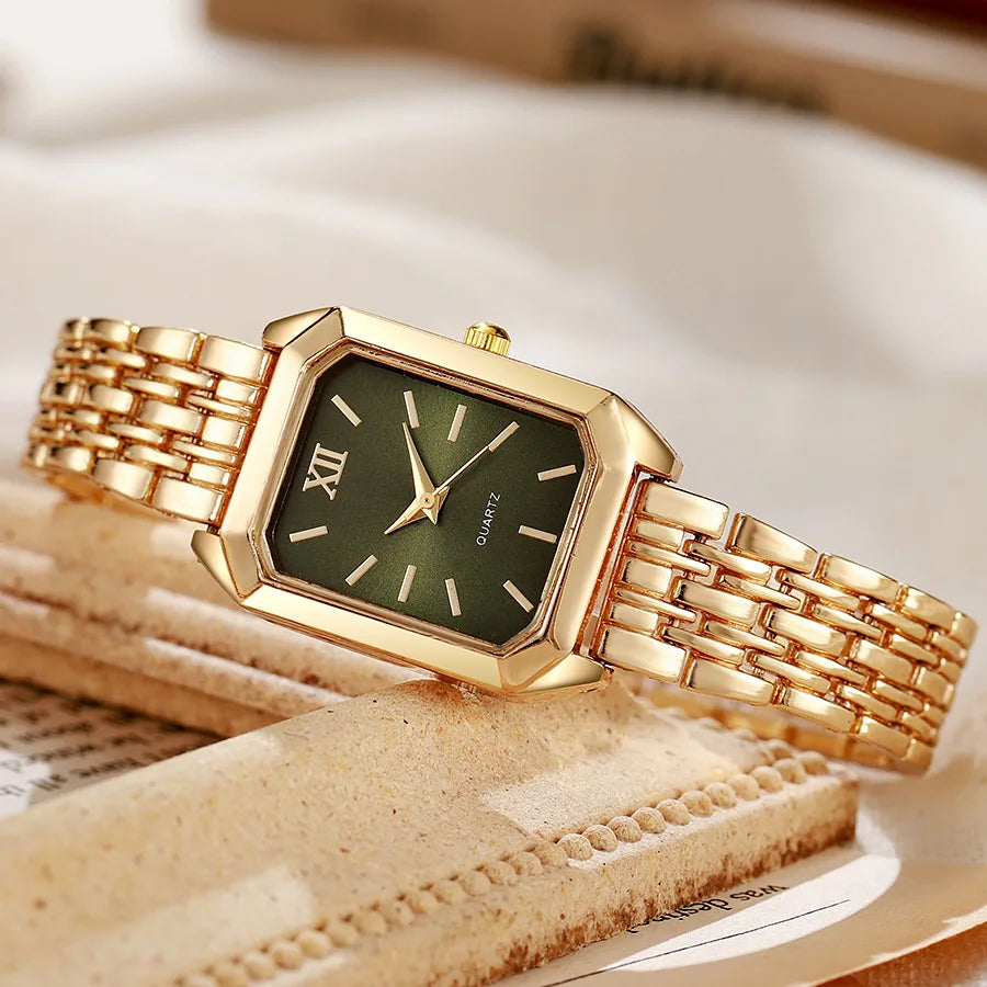 Light luxury steel strip women's watch female student fashionable simple square quartz watch