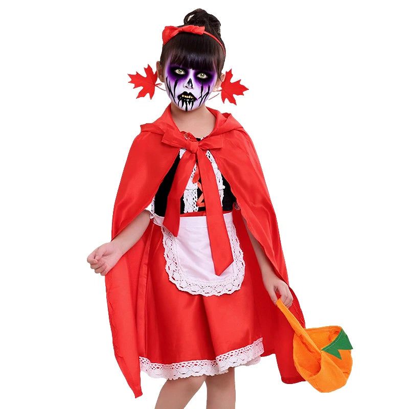 Halloween Costume Girls Witch Ghost Bride Vampire Cosplay Dress Kids Carnival Party Clothes Little Red Riding Hood Dresses Up