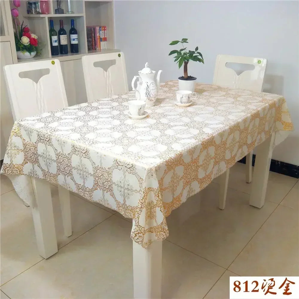 PVC Rectangular Dining-Table Tablecloth Oil Resistant Tabletop Protective Cloth Household Plastic High-end Lace Table Covers Mat
