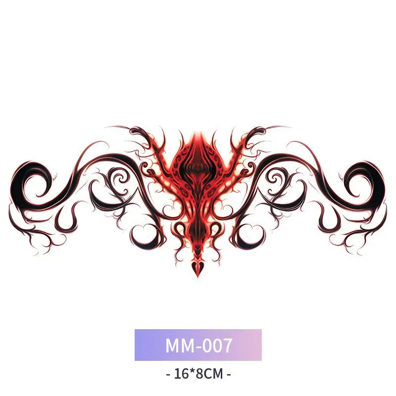 Pink Succubus Totem Tattoo Stickers for Woman Art Temporary Tattoos Set Waterproof Sexy Abdomen Lasting Fake Tattoo Cover Scars