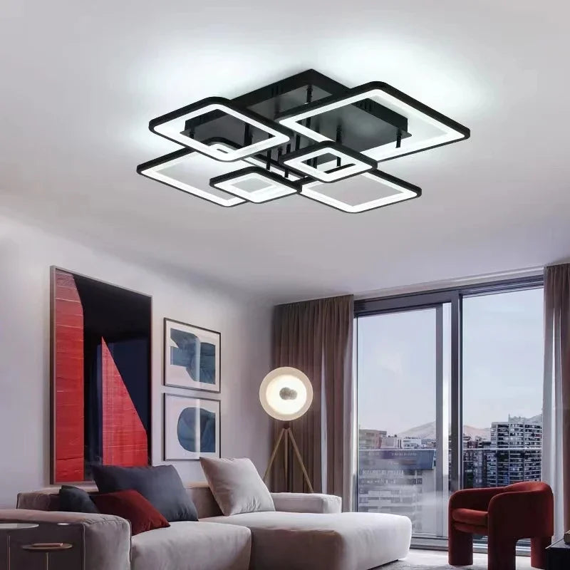 Modern Living Room Acrylic Led Ceiling Lamp Bulb 220v Black Bedroom Study Ceiling Light Home Dining Room Lighting Lustre Fixture